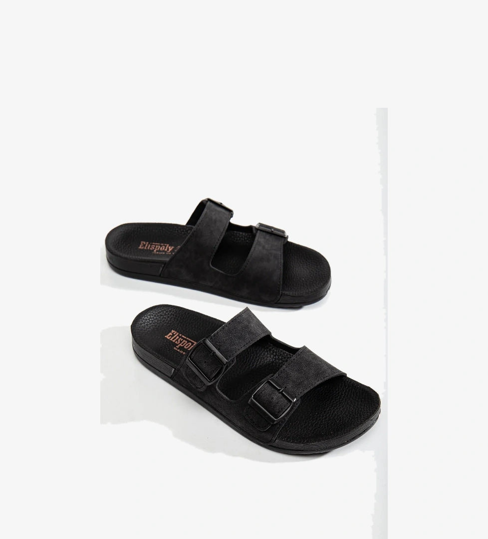 Erkek 2 Toka Kemerli Terlik SİYAH