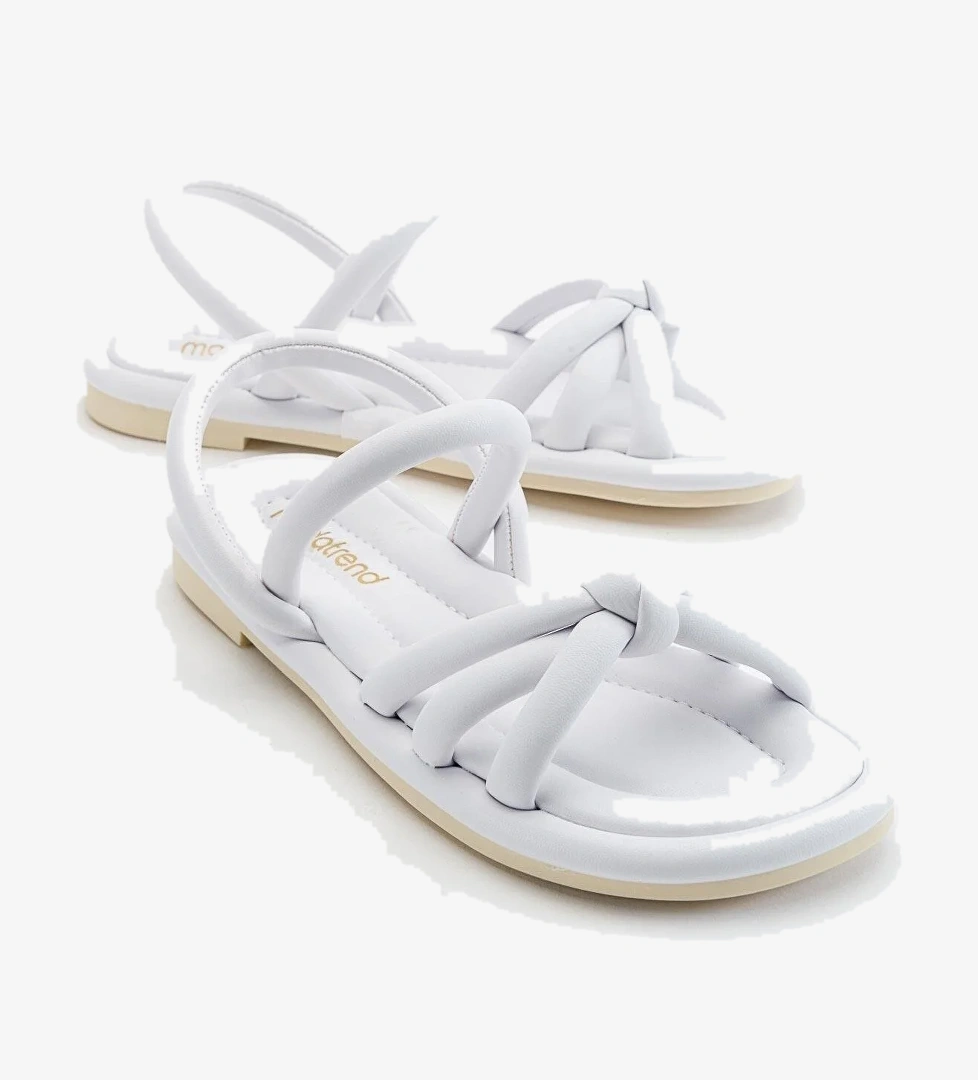 Tek Biyeli Boğumlu Kadın Sandalet BEYAZ