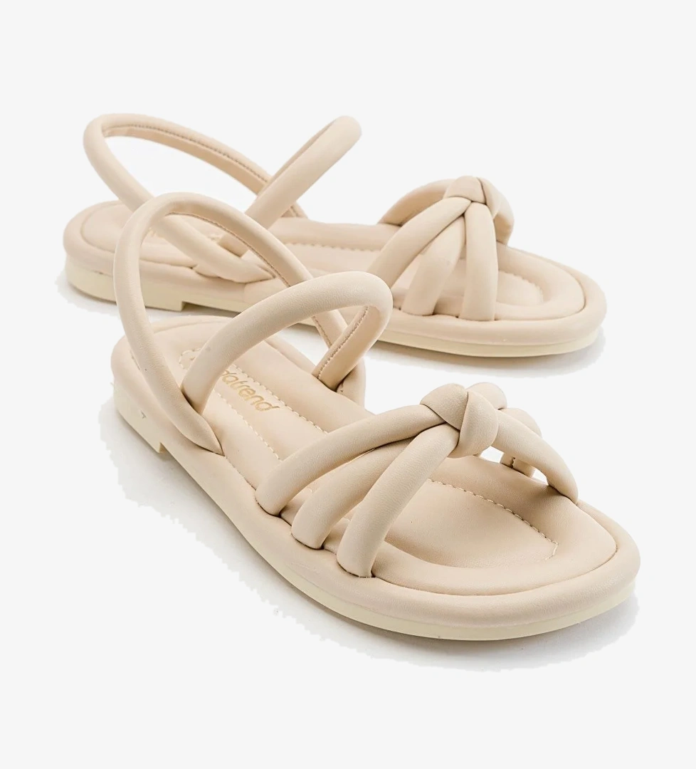 Tek Biyeli Boğumlu Kadın Sandalet BEJ