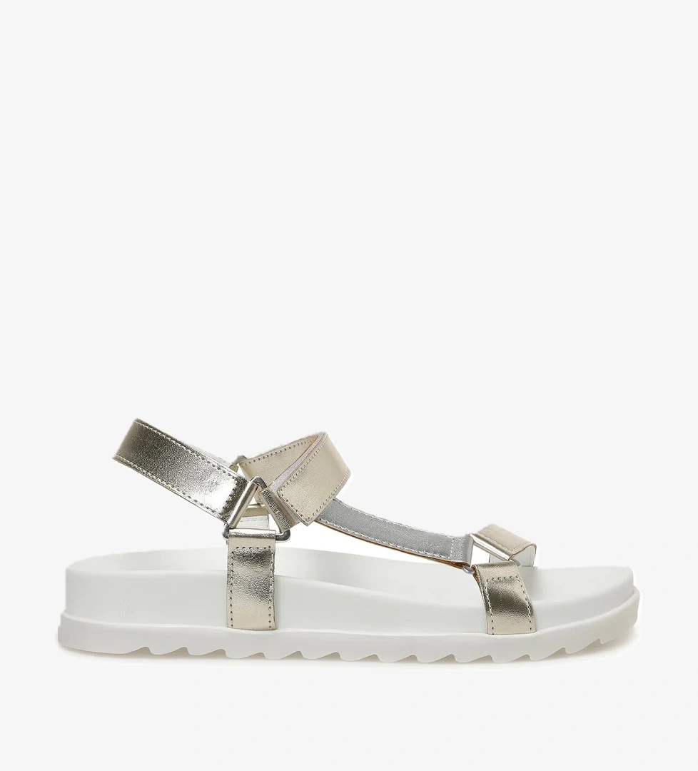 RESTE 3FX Altın Kadın Kalın Taban Sandalet - Görsel 1