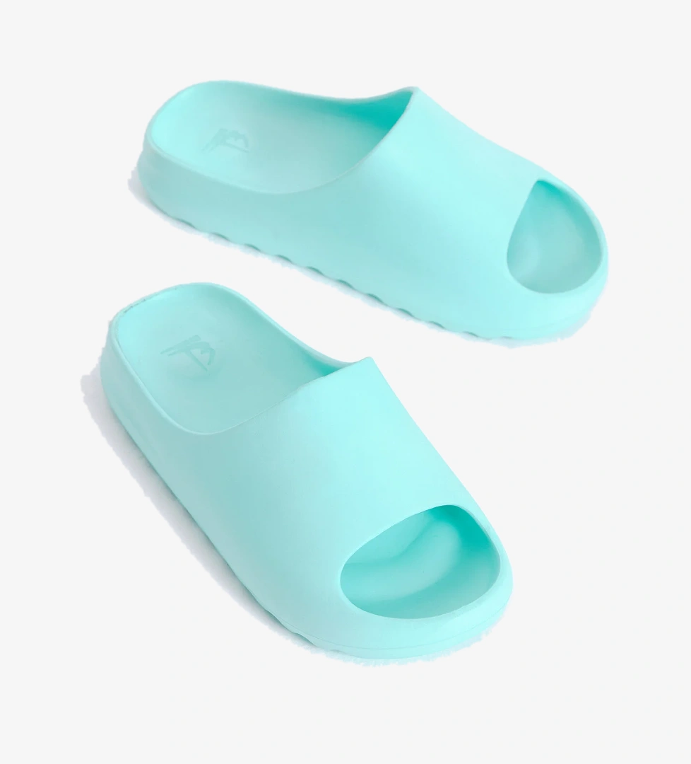 Unisex Su Yeşili Rahat Kalıp Düz Model Önü Açık Eva Terlik - Görsel 1