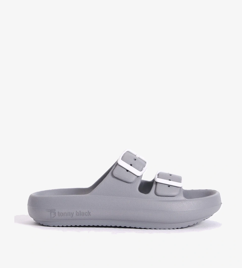 Kadın Gri Rahat Kalıp Tokalı Yüksek Taban Eva Terlik - Görsel 1