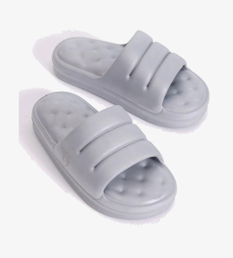 Kadın Gri Rahat Kalıp Dilimli Model Önü Açık Eva Terlik