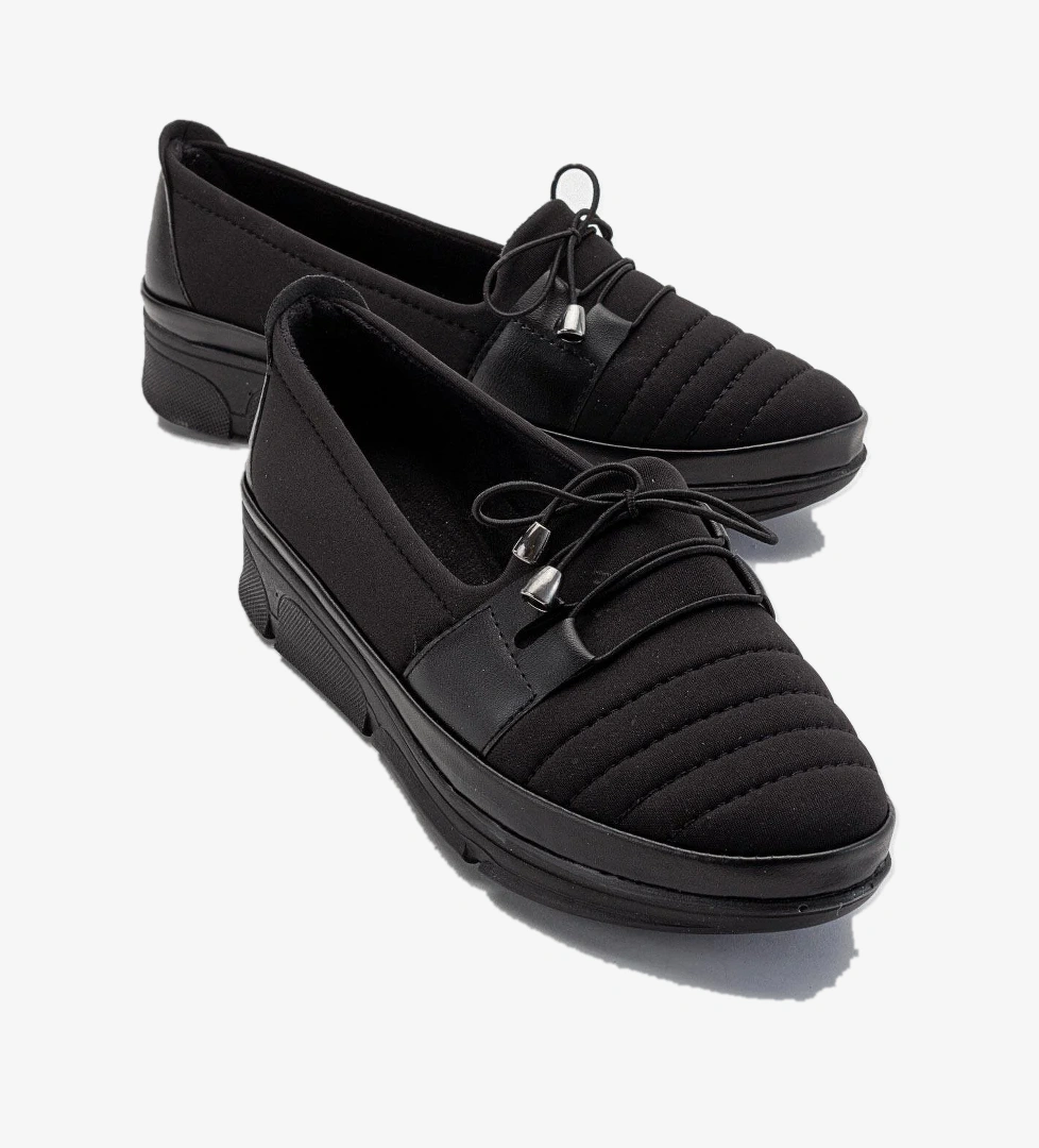 Ccway Streçli Lastikli Kadın Günlük Ayakkabı SİYAH CİLT model görseli