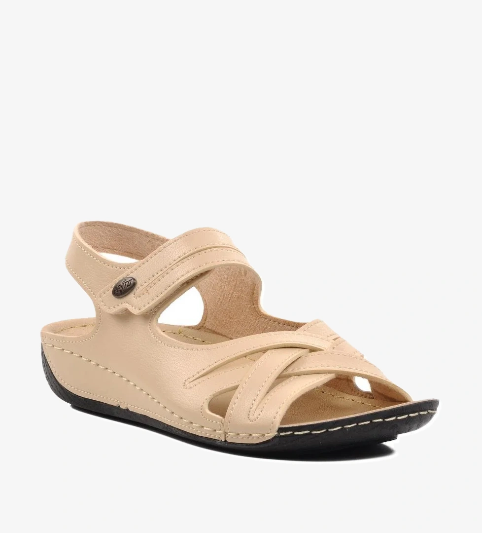 Ayakmod Anatomik Cırtlı Siyah Bej Kadın Sandalet 16.035 Z model görseli