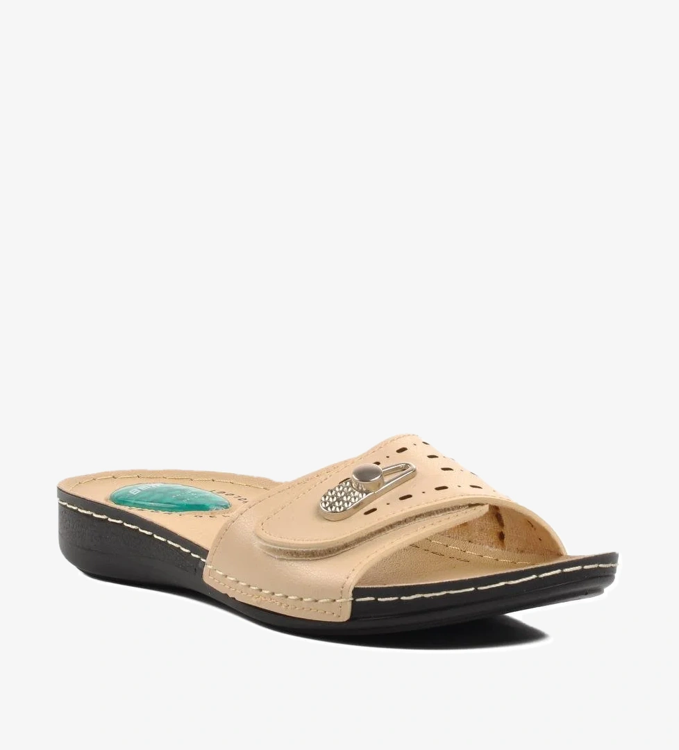 6808 Bej Topuk Jel Destekli Kadın Terlik