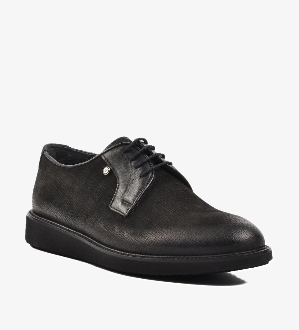 M443 Siyah Hakiki Deri Erkek Günlük Ayakkabı - Görsel 1