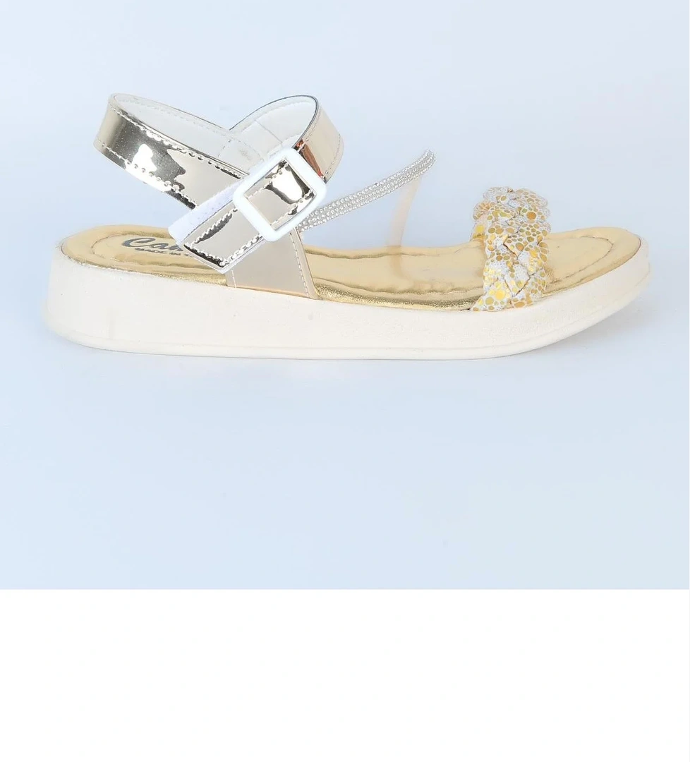 4560 Düz Simli Kız Çocuk Sandalet