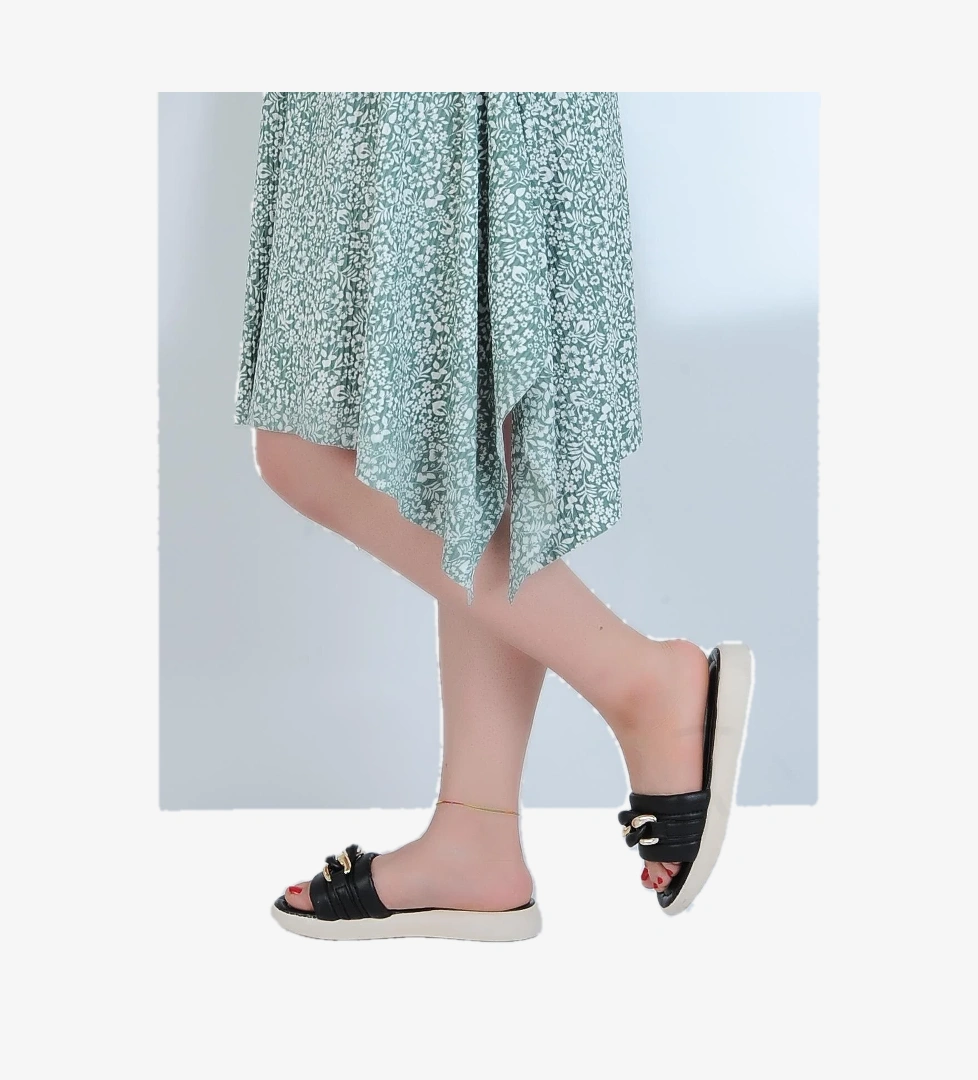 5540 Siyah Günlük Kadın Düz Terlik - Görsel 1