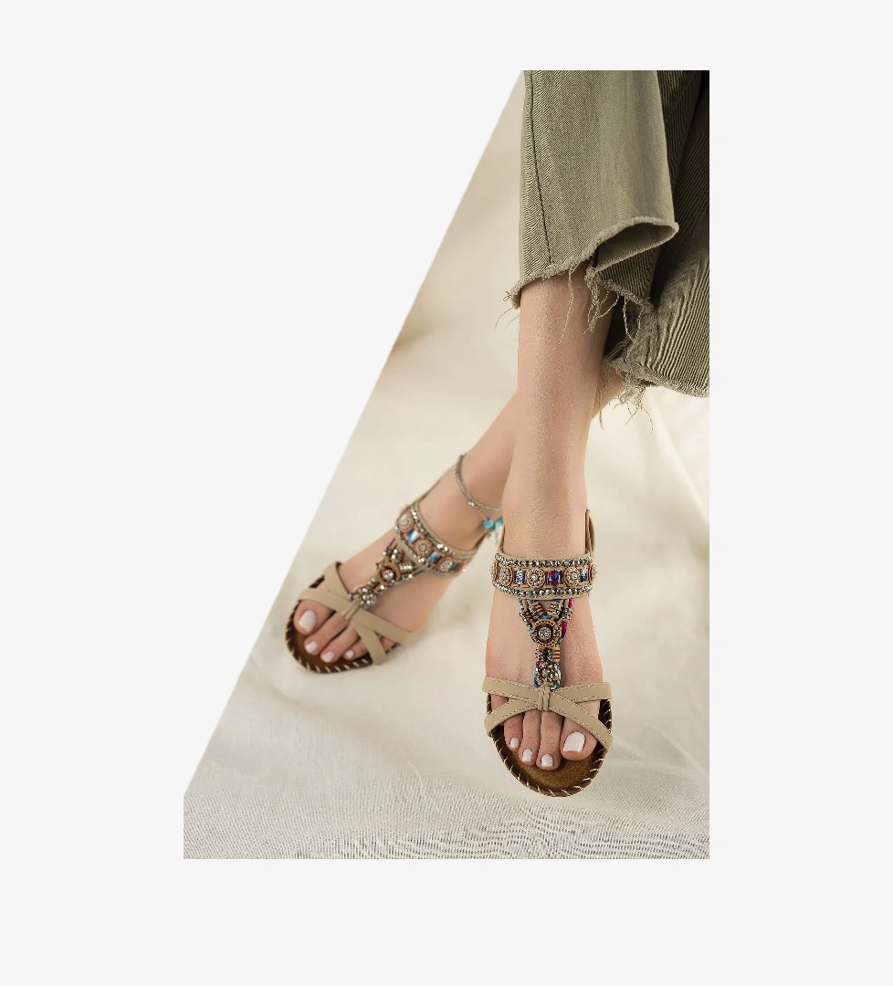 Angelina Anatomik Fashion Taşlı Günlük Kadın Sandalet