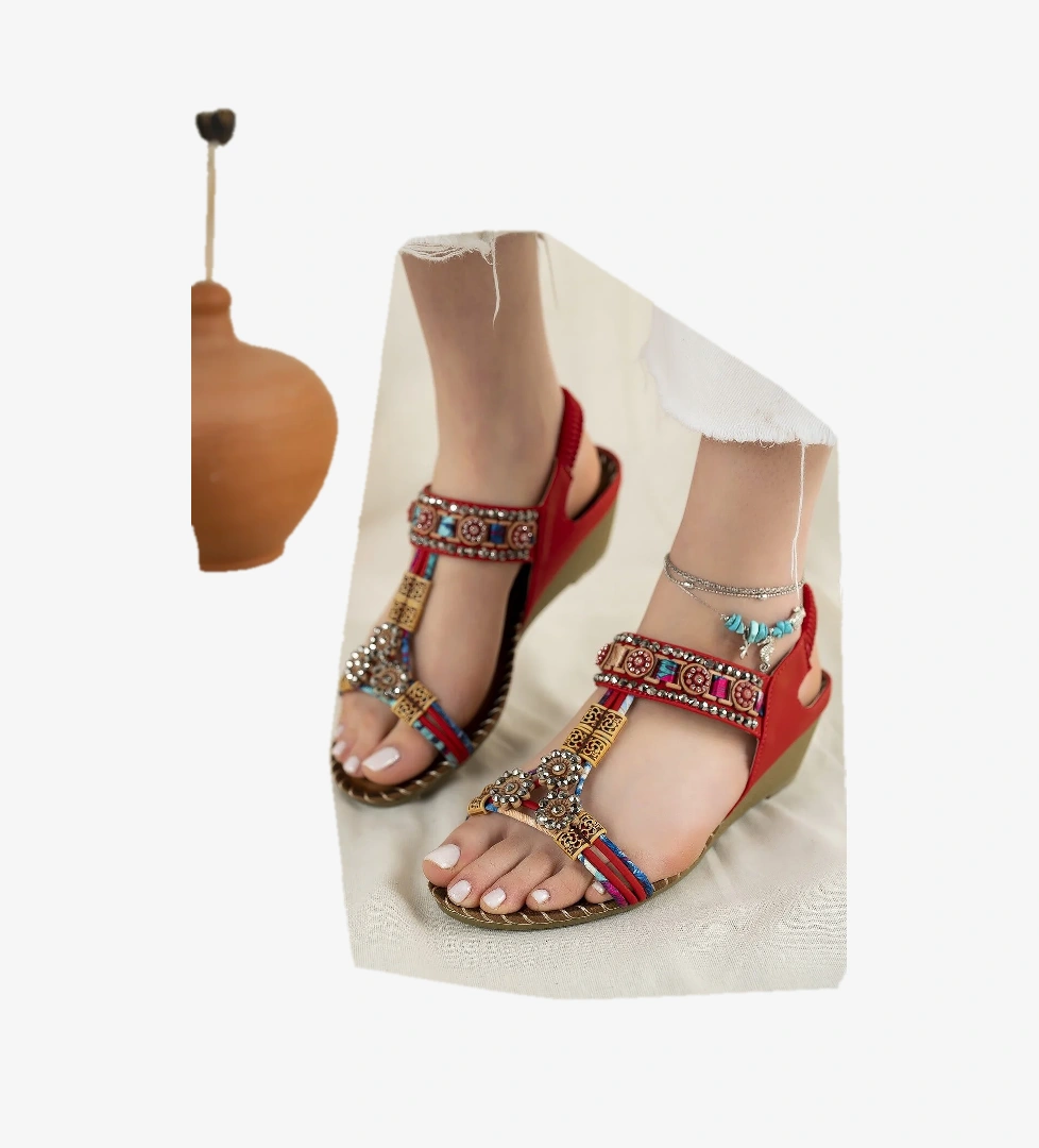 Khayt Farah Anatomik Ortopedik Taşlı Günlük Kadın Sandalet model görseli