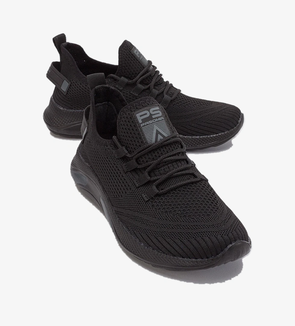 Bağcıklı Triko Erkek Spor Ayakkabı 45-47 SİYAH SİYAH