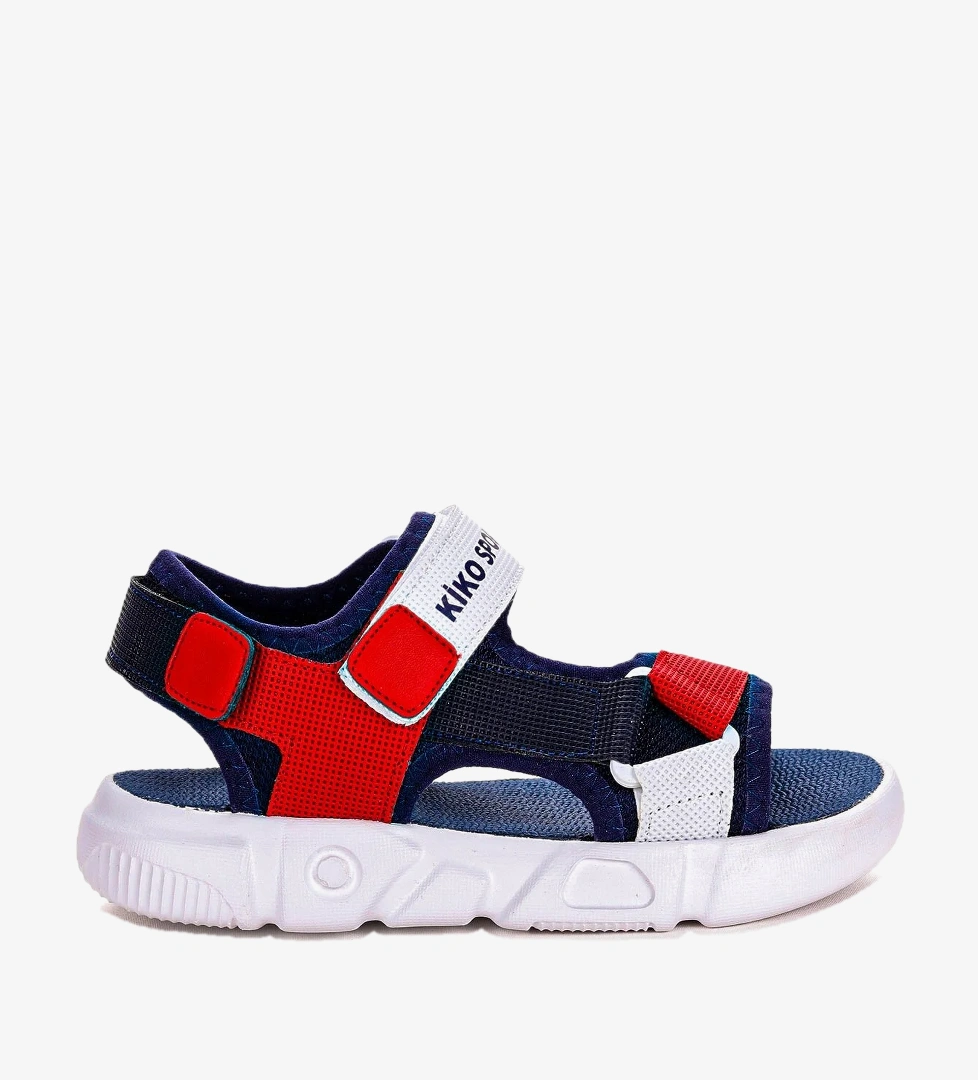 Kiko Kids Cırtlı Yürüyüş Erkek Çocuk Sandalet 2722-27 Lacivert - Kırmızı