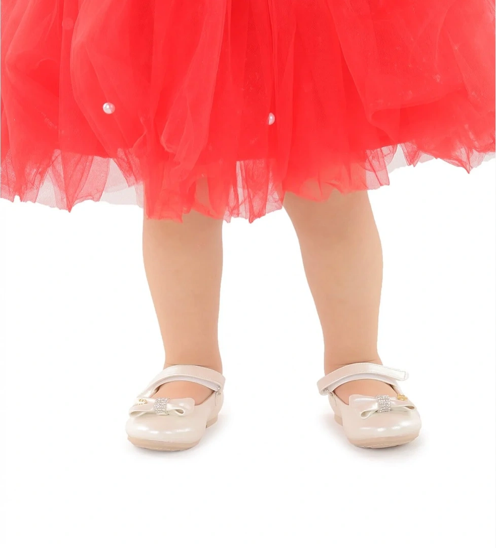 Cırtlı Fiyonklu Kız Çocuk Babet Ayakkabı Ege 201 Cilt Sedef