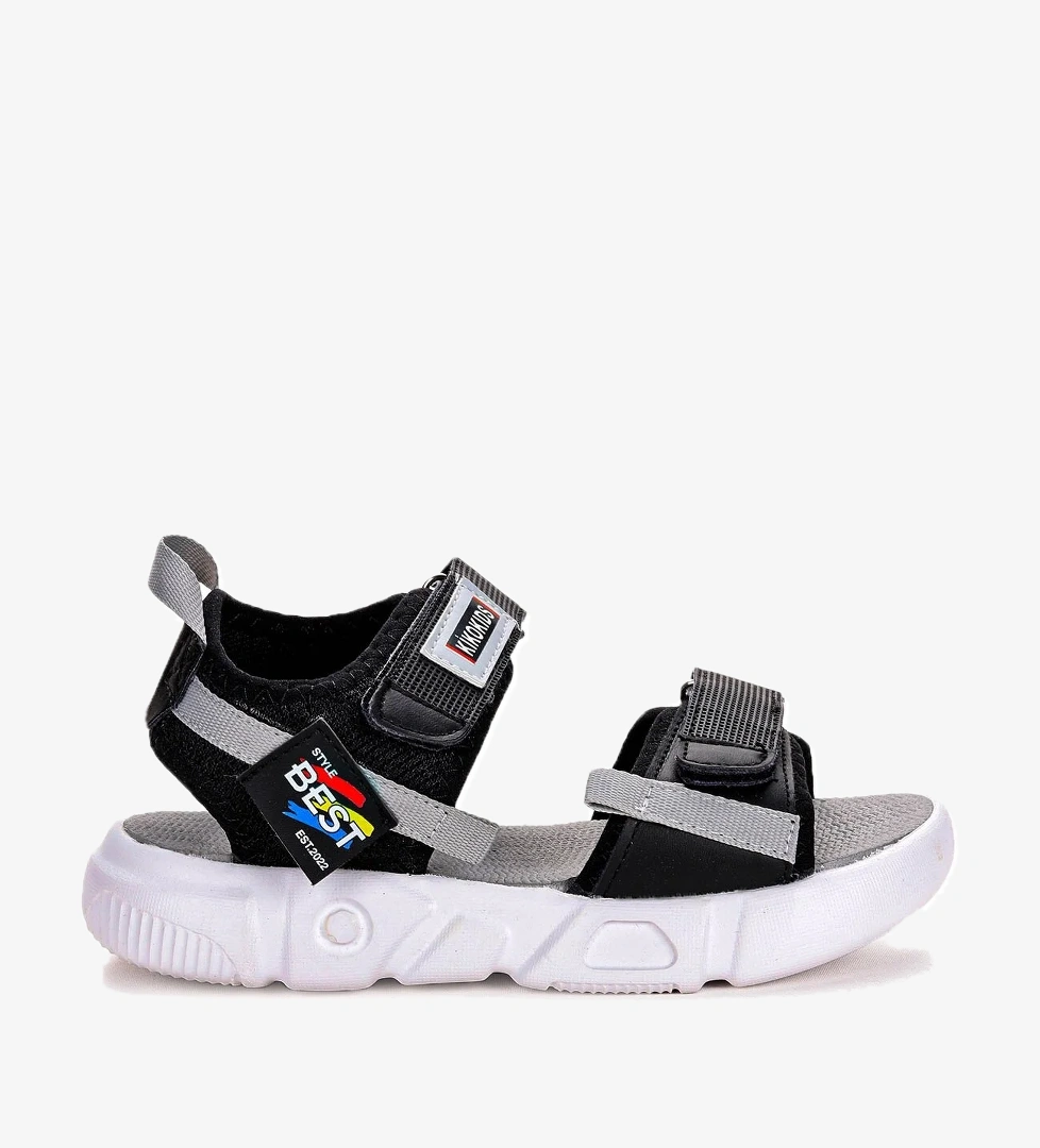 Cırtlı Yürüyüş Kız/Erkek Çocuk Sandalet 200 Siyah - Gri