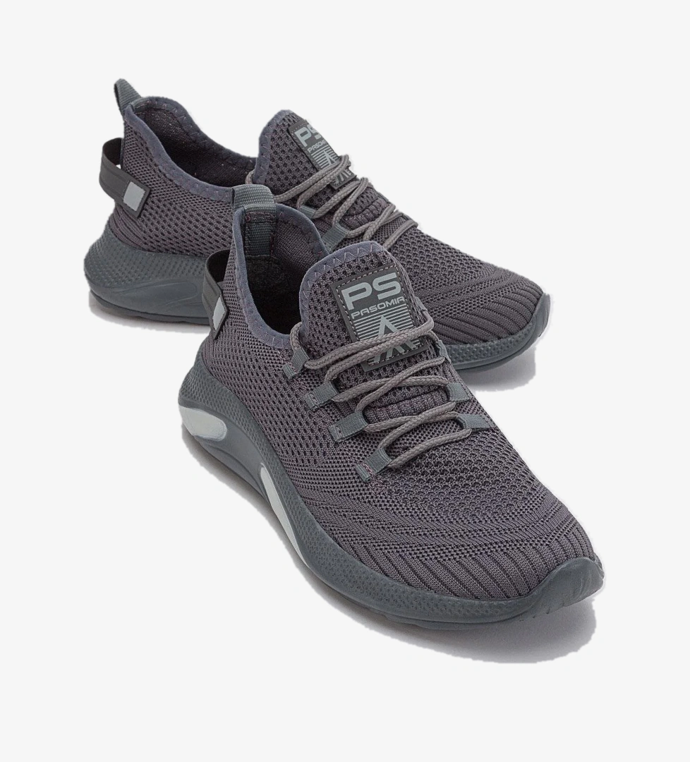 Erkek Bağcıklı Triko Spor Ayakkabı FÜME FÜME