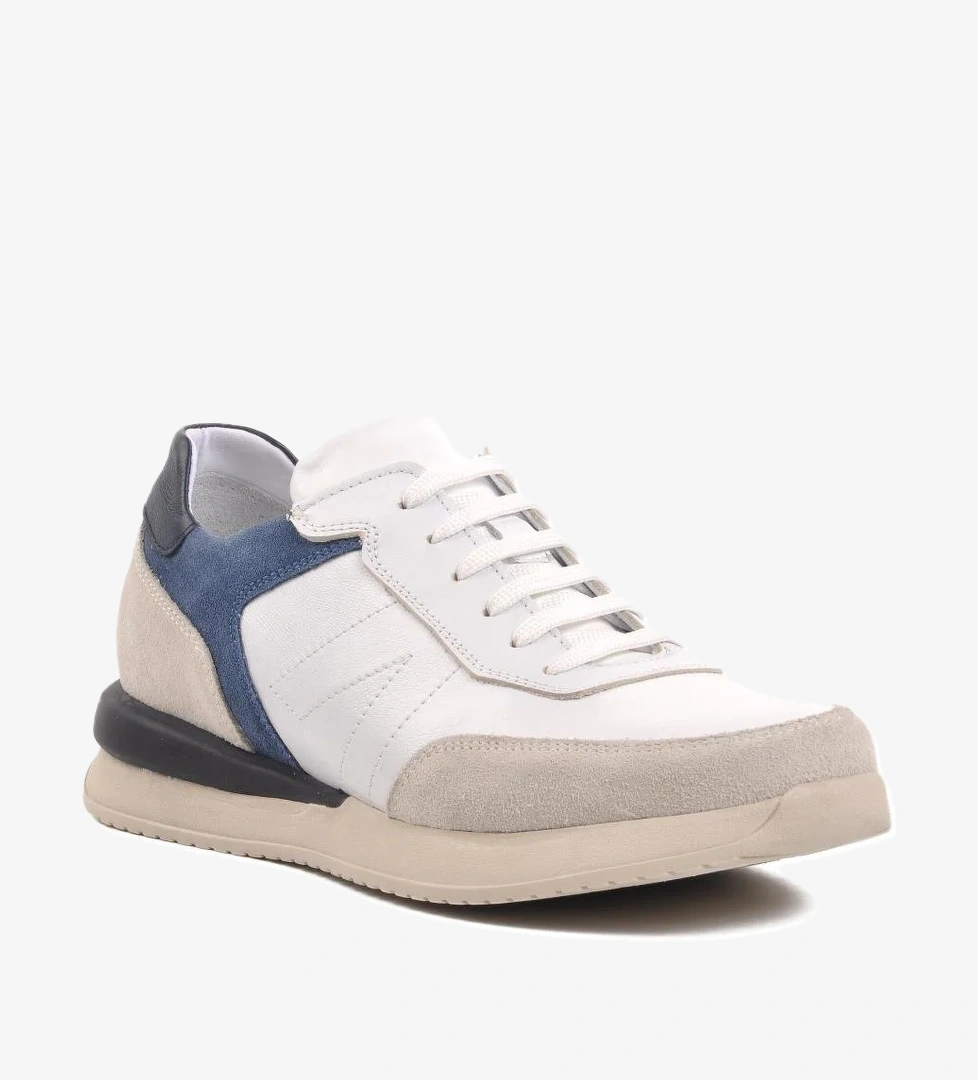 Ayakmod Beyaz Beyaz-lacivert İçi Dışı Bağcıklı Hakiki Deri 231180 Erkek Sneaker model görseli