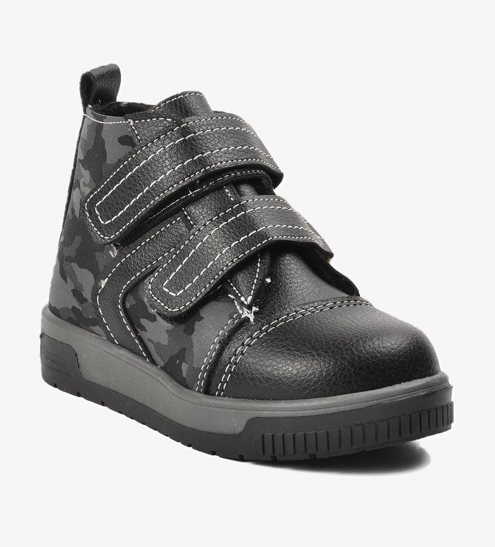 Arz 2301004-B Siyah Kamuflaj İçi Kürklü Cırtlı Bebek Bot - Görsel 1