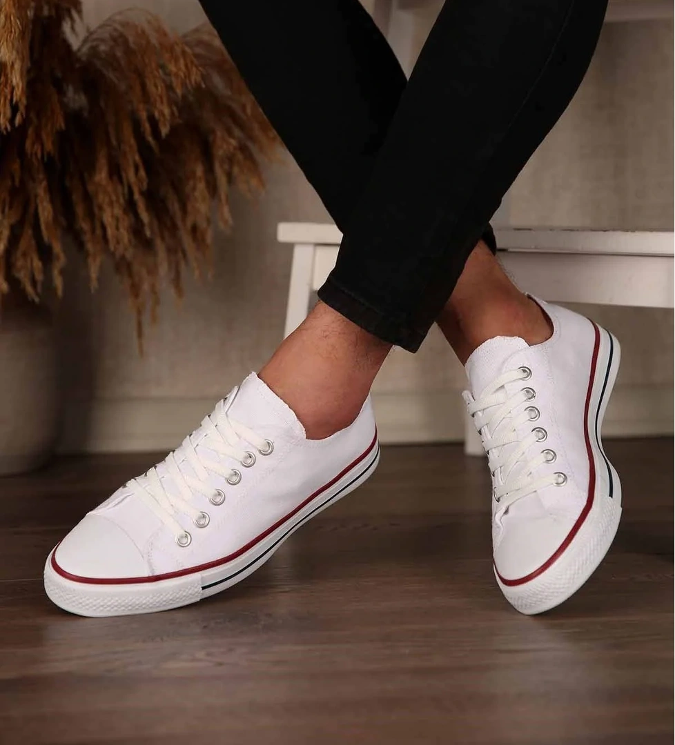 Ccway Erkek Keten Spor Ayakkabı Si̇yah Beyaz model görseli