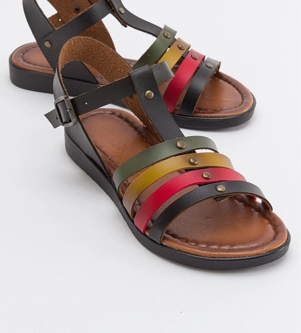 4 Biyeli Kadın Sandalet SİYAH GARNİ