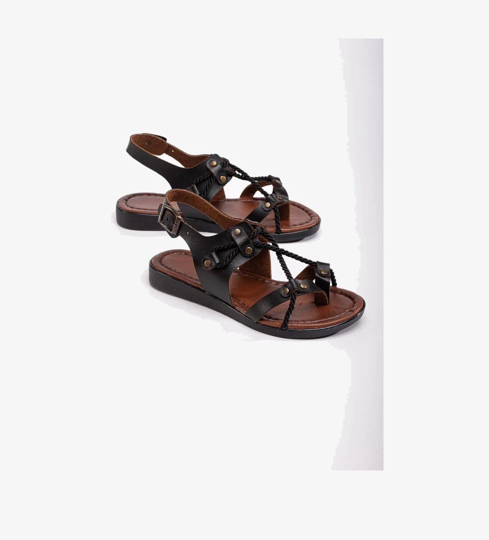 Ccway Halatlı Parmak Arası Kadın Sandalet Si̇yah Taba Ci̇lt model görseli