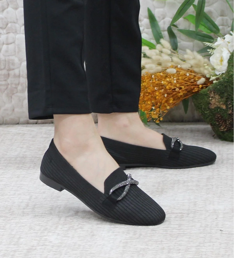 9534 Fashion Taşlı Kadın Babet - Görsel 1