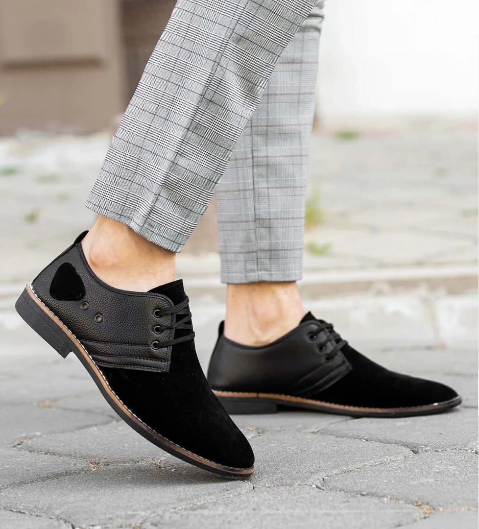 Erkek Oxford Yumuşak Hafif Erkek Ayakkabı Rok.240 Süet Siyah - Görsel 1