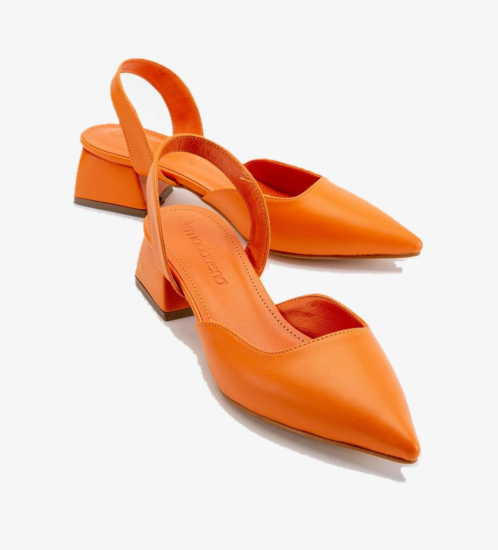 Kadın Topuklu Sandalet ORANJ CİLT