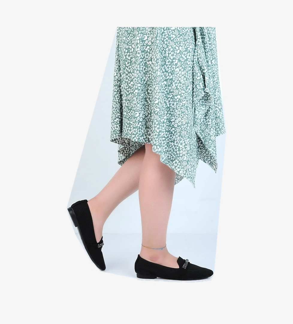 Ayakcenter Bene Siyah Kadın Triko Babet Ayakkabı model görseli