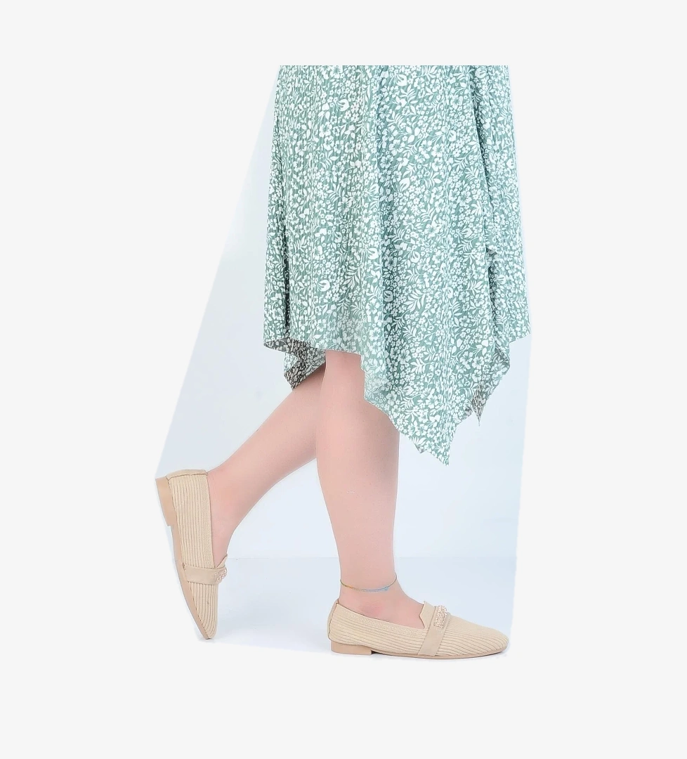 Male Düz Kadın Triko Babet Ayakkabı - Görsel 1