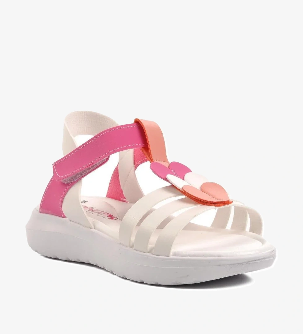 Şng 8020-F Beyaz-Fuşya-Pembe Kız Çocuk Sandalet - Görsel 1