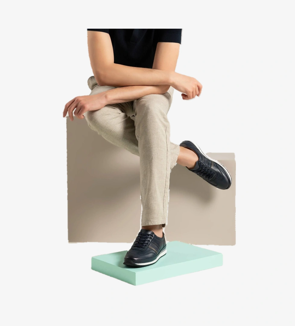 Erkek Hakiki Deri Sneaker 1311002 060 Lacivert