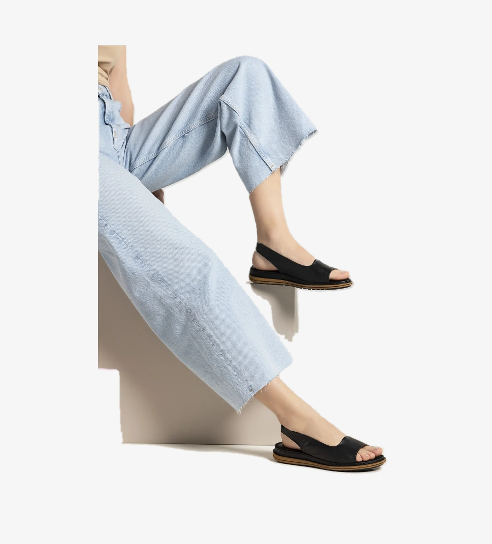 Ziya Kadın Hakiki Deri Sandalet 1411008z016 Taba Siyah model görseli