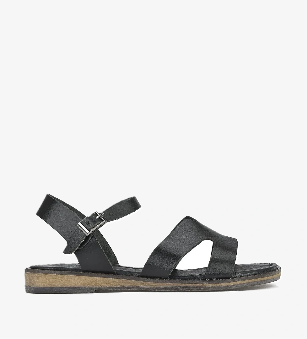 Kadın Hakiki Deri Sandalet 1411010Z436 Siyah - Görsel 1