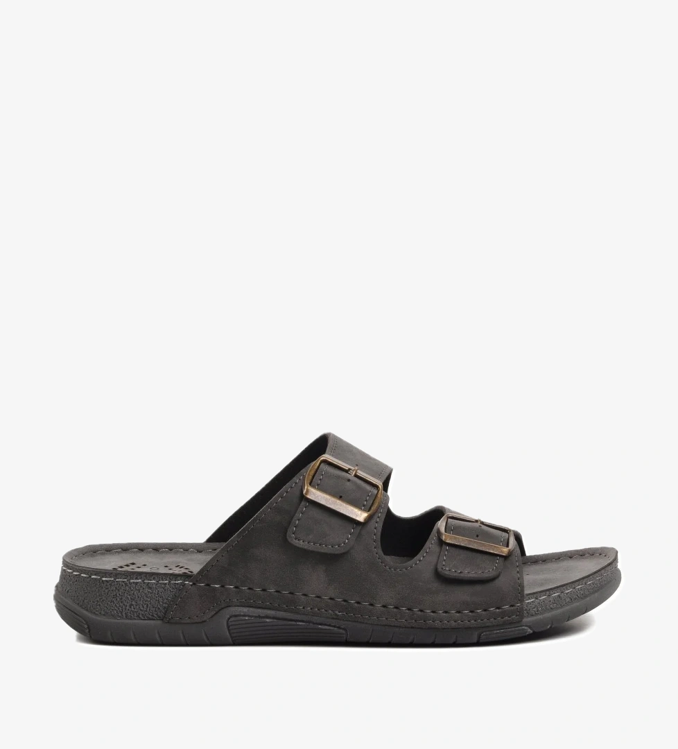 64.002 Gri Çift Bantlı Erkek Terlik