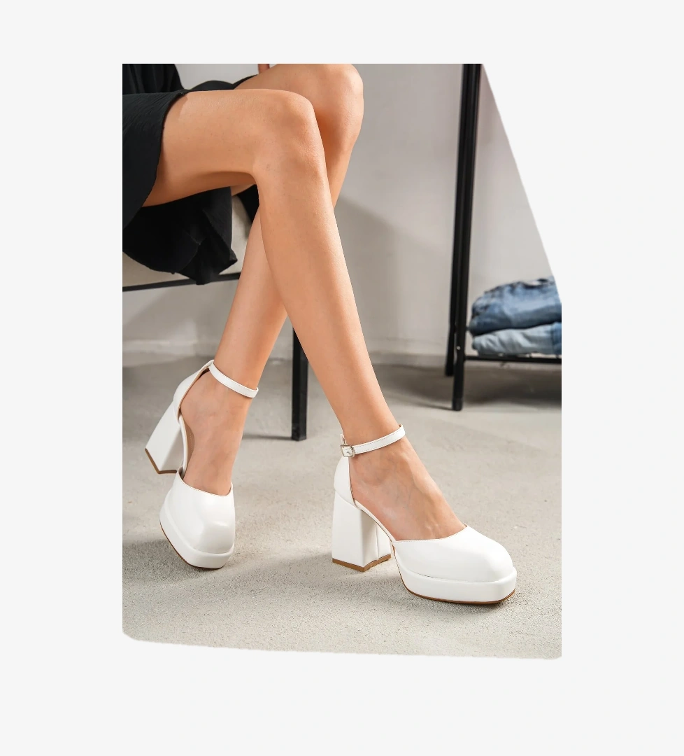 Serra Beyaz Platform Topuklu Günlük Ayakkabı