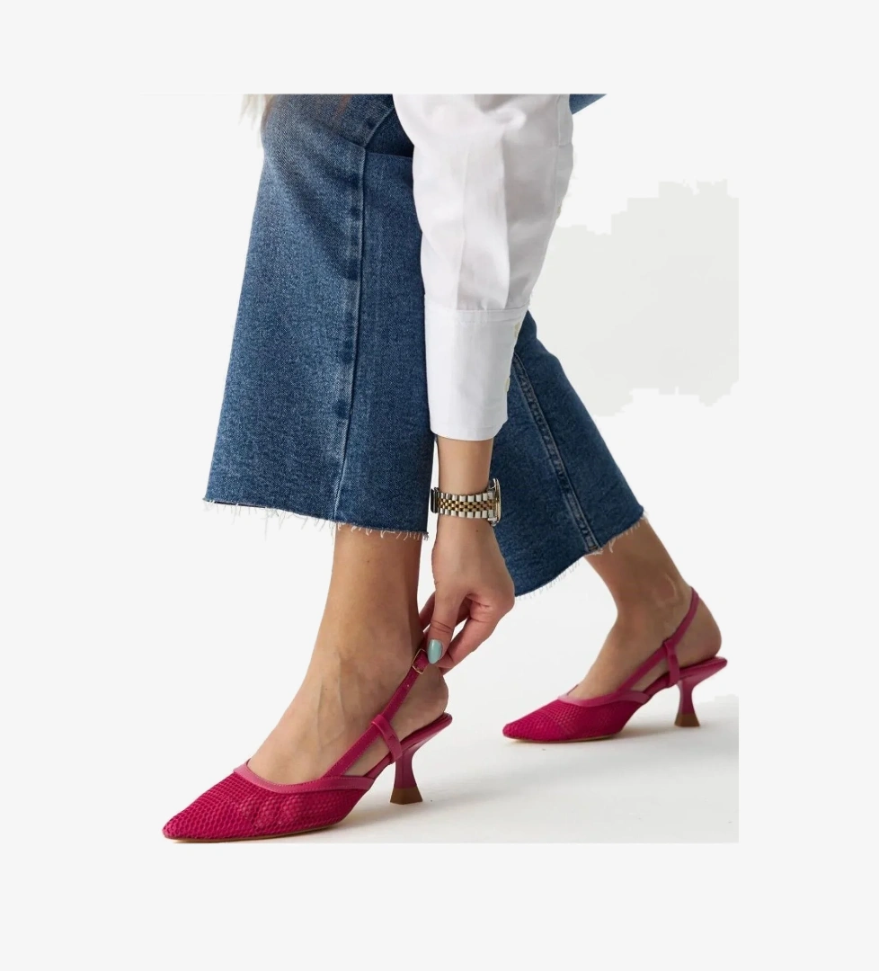 Kısa Topuklu Fileli Kadın Ayakkabı