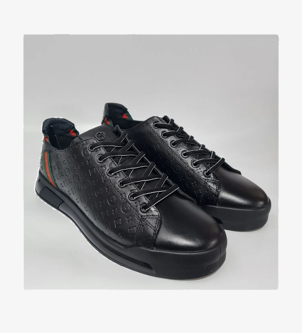 Yumuşak Hakiki/Gerçek Deri Bağcıklı Sneaker Spor Günlük Ayakkabı 17276 - Görsel 1