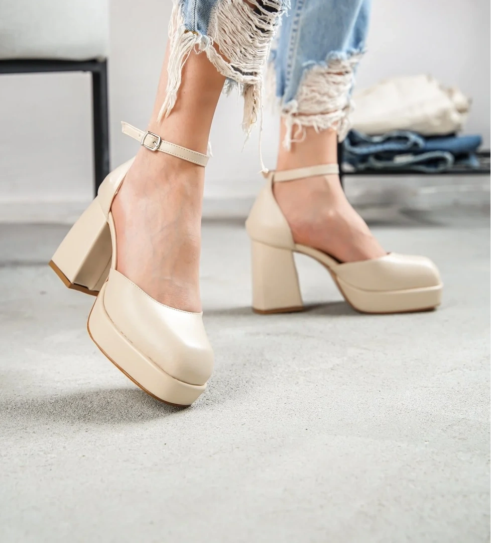 Serra Bej Platform Topuklu Günlük Ayakkabı - Görsel 1