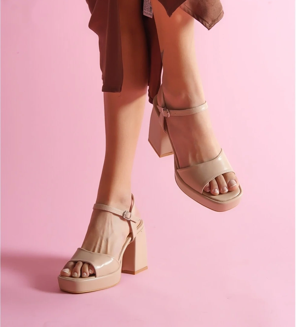 Fell Nude Cilt Platform Topuklu Günlük Ayakkabı