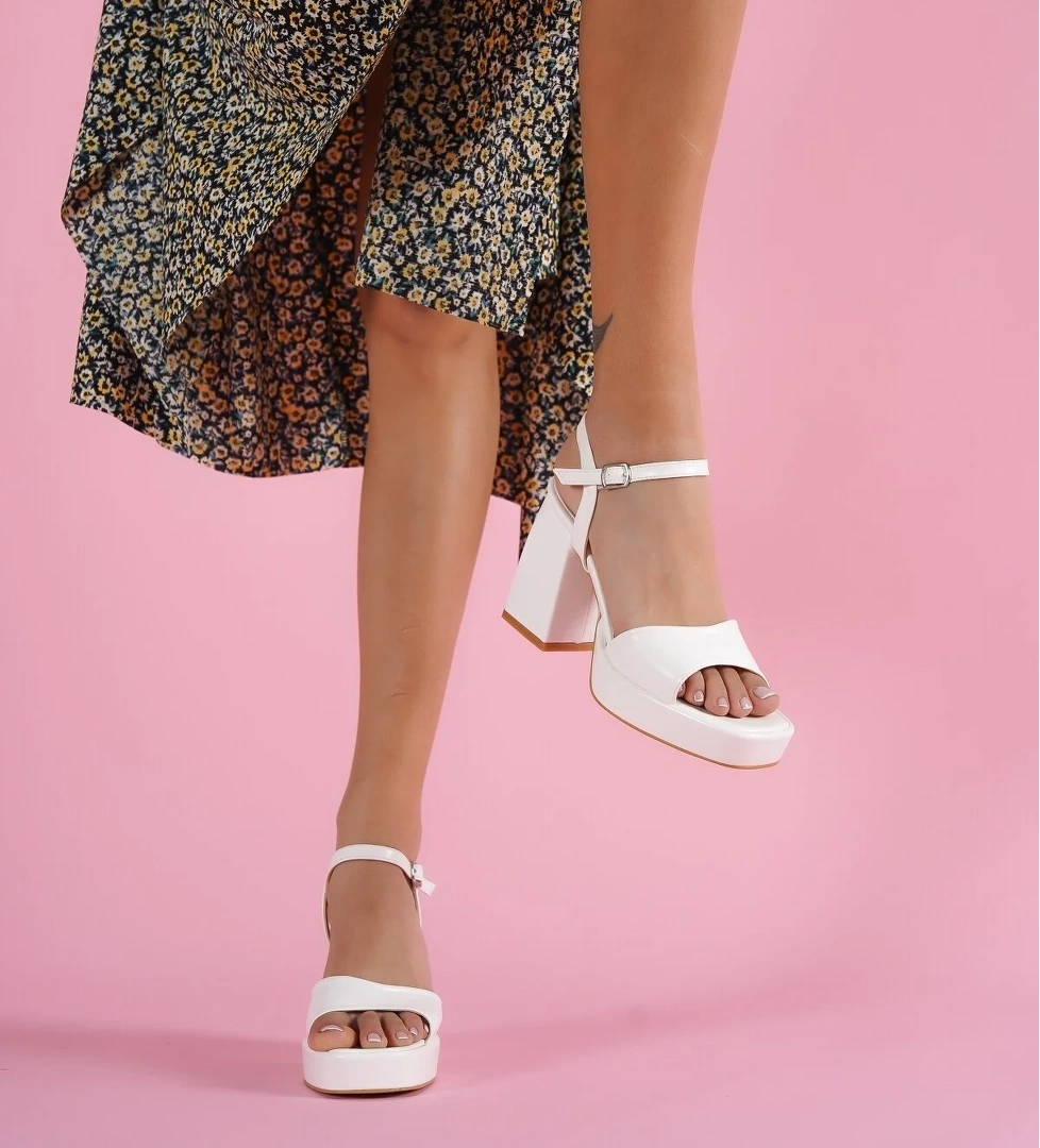 Fell Beyaz Platform Topuklu Günlük Ayakkabı