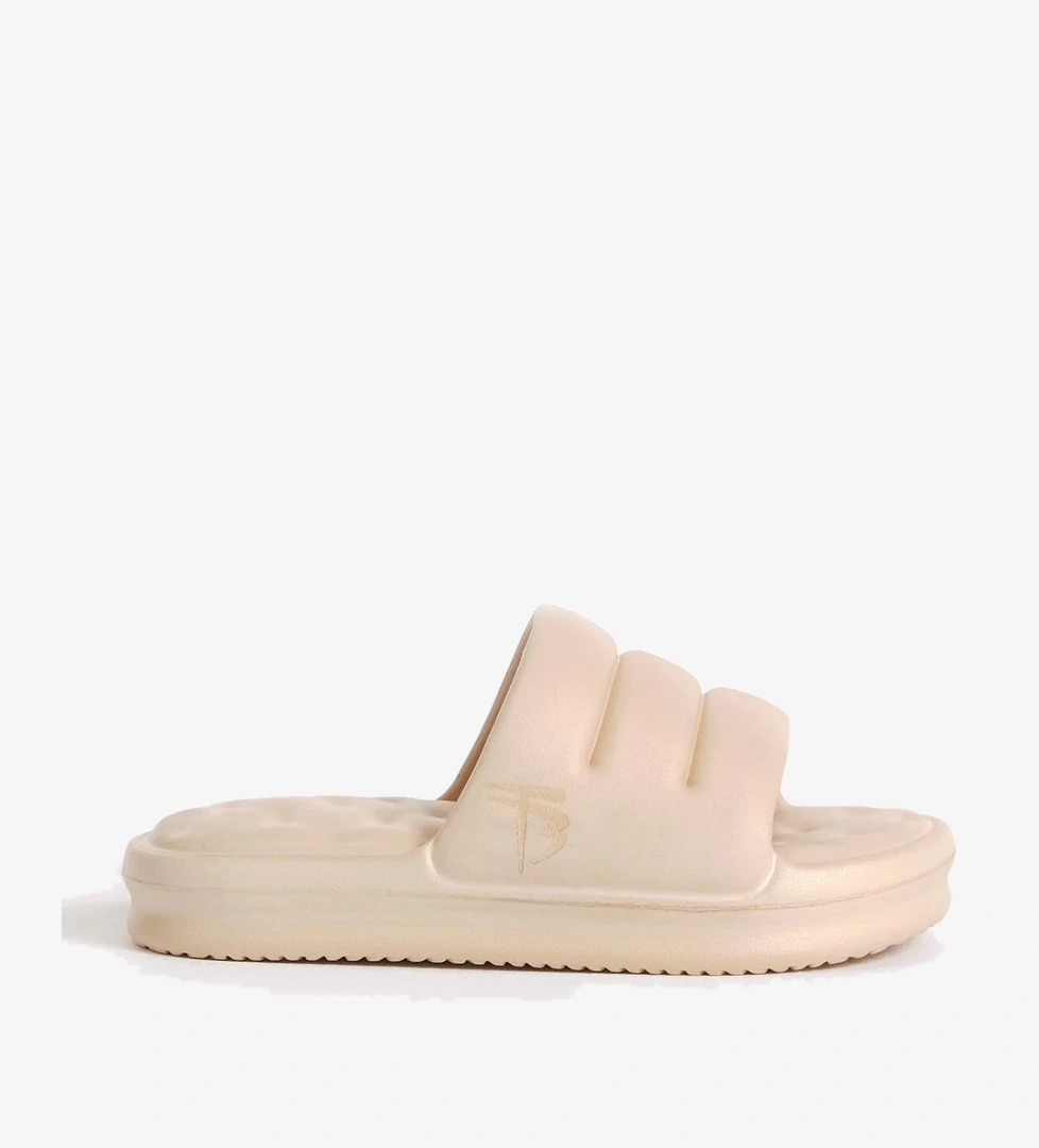 Kadın Krem Rahat Kalıp Dilimli Model Önü Açık Eva Terlik - Görsel 1