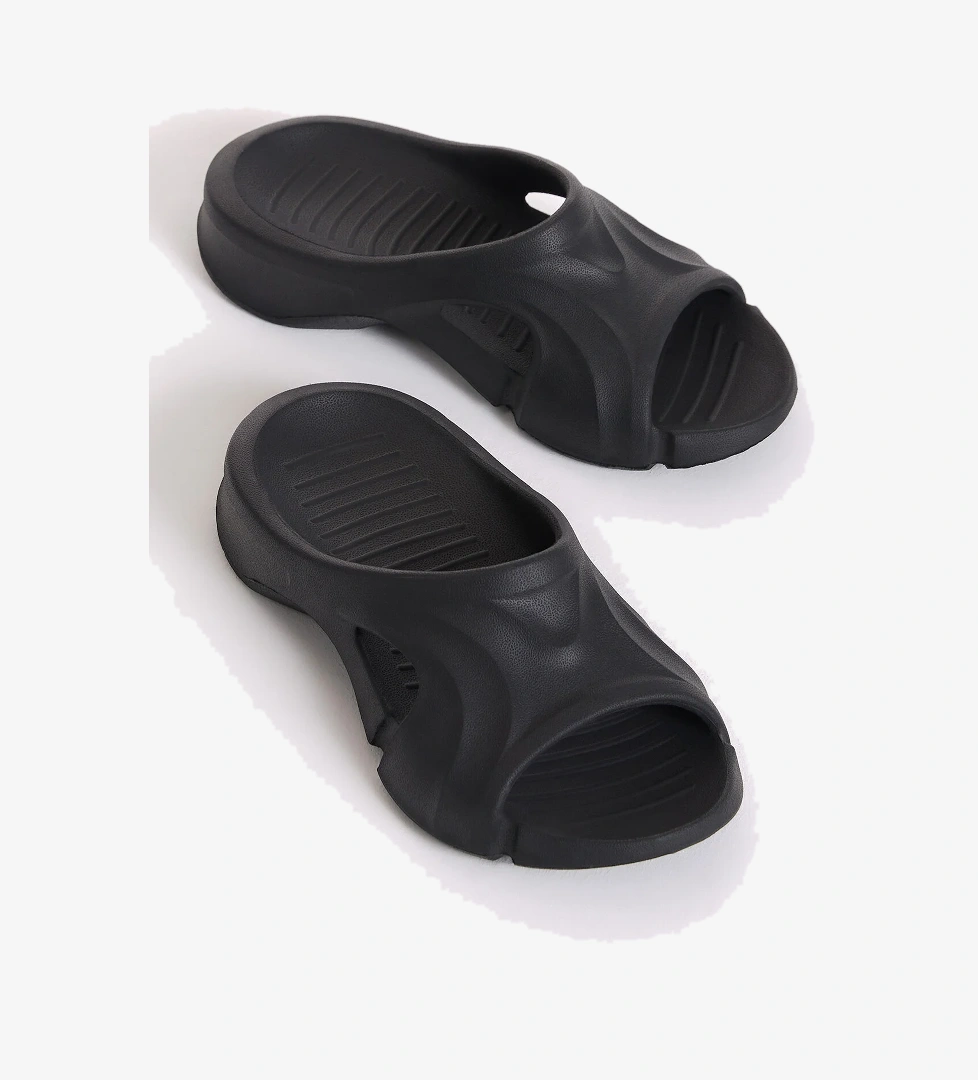 Unisex Siyah Desenli Kalın Tabanlı Eva Terlik - Görsel 1