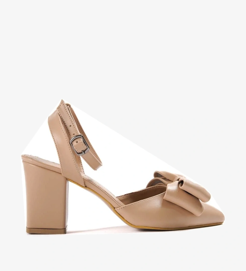 Derin Nude Cilt Fiyonklu Topuklu Günlük Ayakkabı