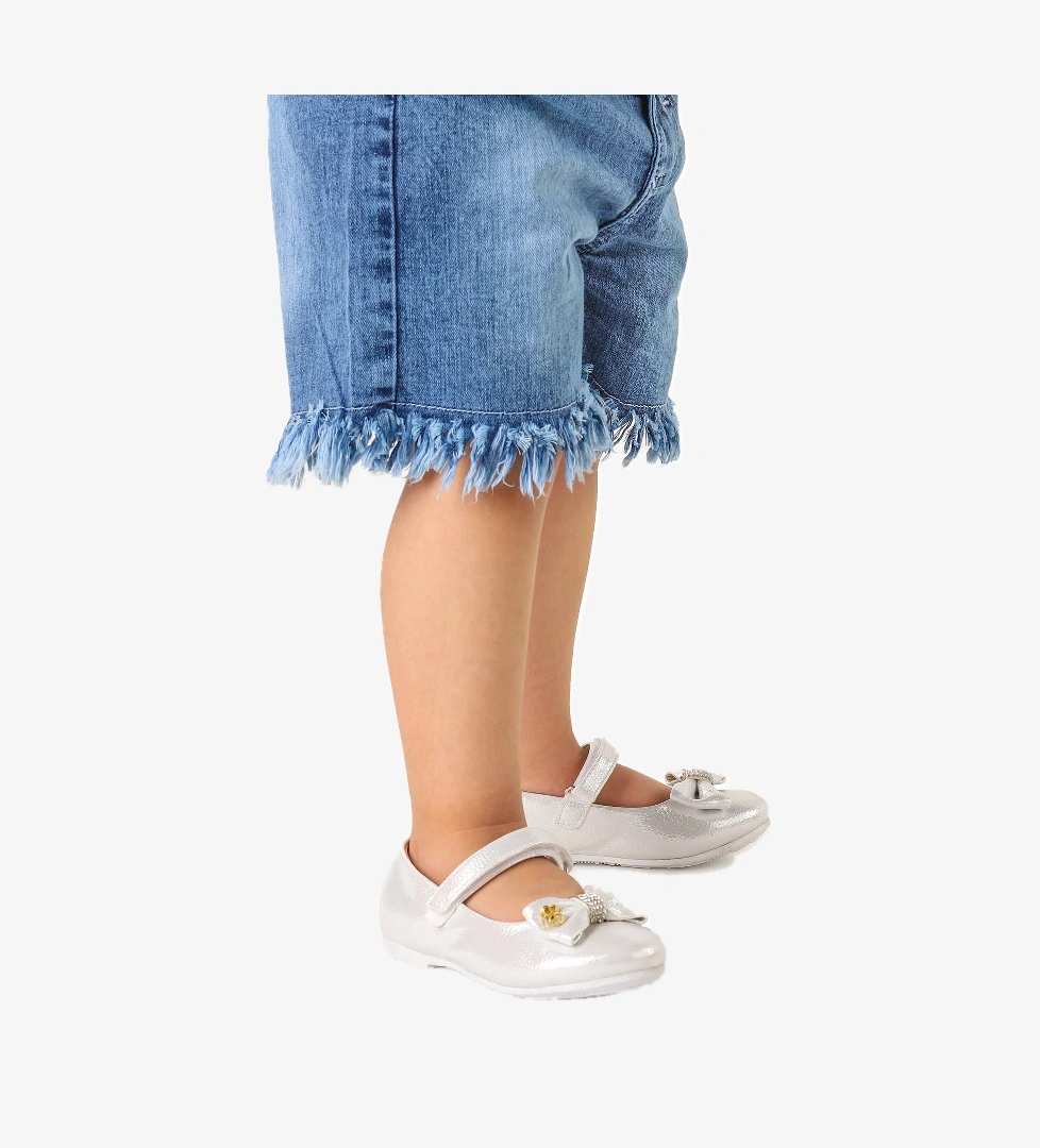 Cırtlı Fiyonklu Kız Çocuk Babet Ayakkabı Ege 201 Vakko Sedef