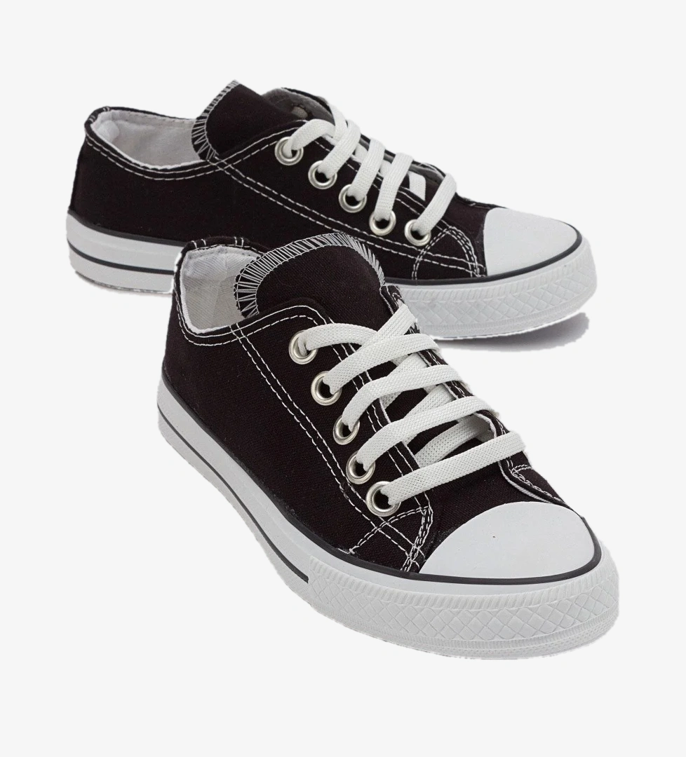 Keten Çocuk Spor Ayakkabı 31-35 SİYAH BEYAZ