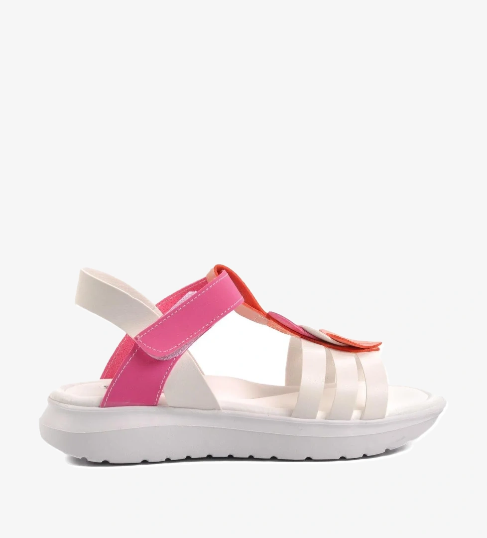 Şng 8020-F Beyaz-Fuşya-Pembe Kız Çocuk Sandalet - Görsel 1