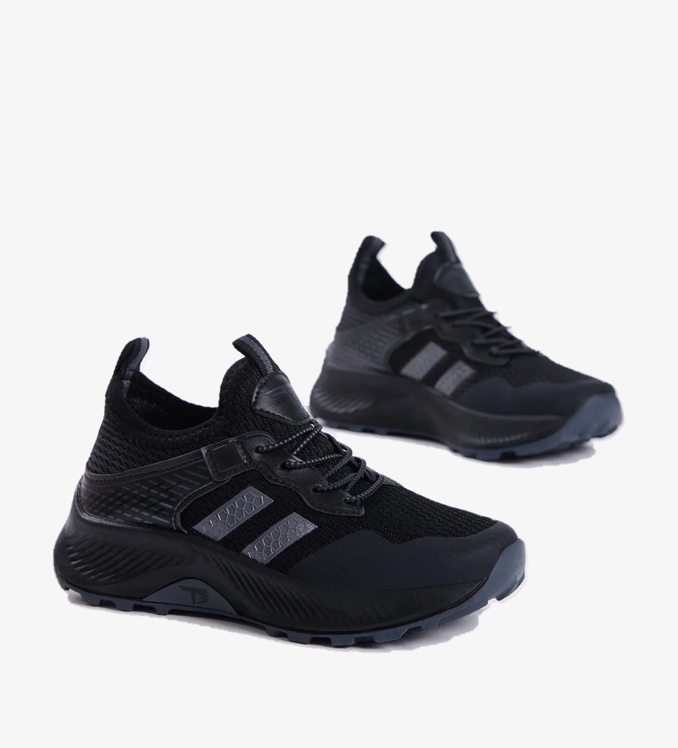 Çocuk Unisex Siyah Füme Rahat Kalıp Nefes Alabilen Kumaş Bağcıklı Sneaker