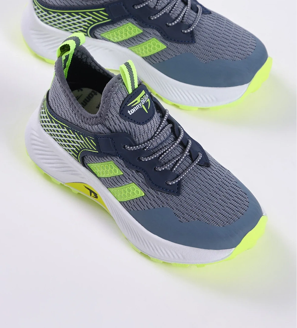 Çocuk Unisex Füme Sarı Rahat Kalıp Nefes Alabilen Kumaş Bağcıklı Sneaker - Görsel 1