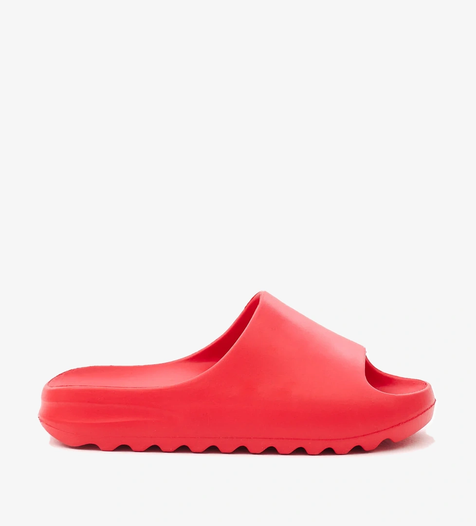 Unisex Kırmızı Rahat Kalıp Düz Model Önü Açık Eva Terlik